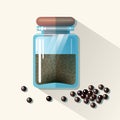 Vector glass jar with black pepper