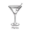 Martini cocktail with olives