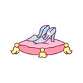 Vector glass slippers on pillow