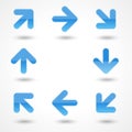 Vector glassy blue arrow web icon.