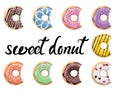 Vector glazed colorful donuts