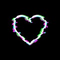 Vector Glitch Heart Icon, Technology Illustration Background, White Love Symbol. Royalty Free Stock Photo