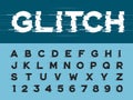 Vector of Glitch Modern Alphabet Letters and numbers, Grunge linear stylized rounded fonts