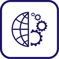 Vector globe and gear icon Royalty Free Stock Photo
