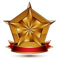 Vector glorious glossy design element, luxury 3d pentagonal gold