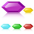 Vector glossy faceted gemstones