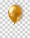 Vector glossy golden balloon. Realistic air 3d balloon