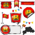 Glossy icons with flag of Mogilev, Belarus
