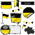 Glossy icons with flag of Munich, Germany