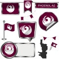 Glossy icons with flag of Phoenix