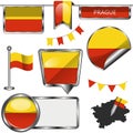Glossy icons with flag of Prague Royalty Free Stock Photo