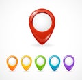 Vector glossy map pointer set. Icon pin. Royalty Free Stock Photo