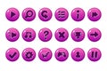 Glossy pink Buttons for all kinds of Casual, Cartoons elements for games assets