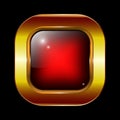 Vector red glass texture golden frame web button design Royalty Free Stock Photo