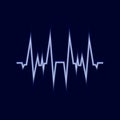 Vector Glowing Amplitude Line, Pulse Neon Icon, Dark Blue Background.