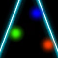 Vector glowing blue abstract lines with rgb balls on black background Royalty Free Stock Photo