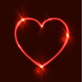 Vector Glowing Heart, Glares, Abstract Light, Bright Red Love Symbol Shining. Royalty Free Stock Photo