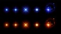 Vector glowing light effects set. Stars bursts with sparkles elements. Lens flares. Royalty Free Stock Photo