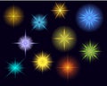 Vector glowing stars, lights and sparkles Royalty Free Stock Photo