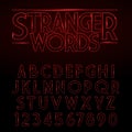 Vector Glowing Vintage Stylized Alphabet on black background Royalty Free Stock Photo