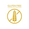 Vector Gluten Free Label Template, Packaging Design Element, Golden Icon Background.