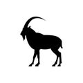 Vector goat silhouette view side for retro logos, emblems, badges, labels template vintage design element. Isolated on white