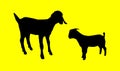 vector Goat, Yellow background with object filled in with a solid black color