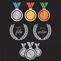 Vector gold award laurel wreath. Winner label, leaf symbol victory. Gold award vector Royalty Free Stock Photo