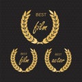 Vector gold award laurel wreath. Winner label, leaf symbol victory. Gold award vector Royalty Free Stock Photo