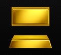 Gold bar isolated on dark transparent background