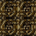 Vector gold baroque seamless pattern. Floral golden damask background wallpaper with antique flowers, scroll Royalty Free Stock Photo