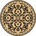 Vector gold and black arabic national round ornament.