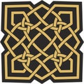 Vector gold and black Celtic knot. Ornament of ancient European peoples.