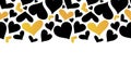 Vector Gold and Black Hearts Horizontal Seamless Pattern Border. Valentines day romantic background. Royalty Free Stock Photo