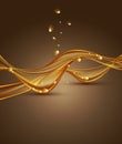 Vector gold brown abstract background with waves and bubbles