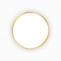 Vector gold circle frame with shadow on transparent background. Elegant design template for invitations, cards