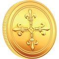 Vector gold coin French ecu reverse Royalty Free Stock Photo