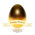 Vector gold egg with banner and lettering Happy Easter. Created Royalty Free Stock Photo