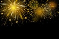 Vector gold fireworks on black background Royalty Free Stock Photo