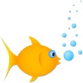 Vector gold fish with bubbles