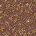 Vector gold floral seamless pattern. Golden flower elements- perfect for flower bouquets, wreaths, arrangements, wedding Royalty Free Stock Photo