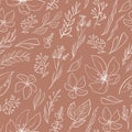 Vector gold floral seamless pattern. Golden flower elements- perfect for flower bouquets, wreaths, arrangements, wedding