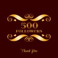 Vector gold 500 followers badge over brown