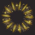Vector gold glitter particles background effect.Sparkling texture. Abstract background, golden sparkles on black Royalty Free Stock Photo