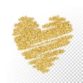 Vector gold glitter particles heart