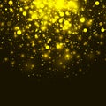 Vector gold glowing light glitter background. Chrisrmas golden magic lights background