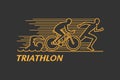 Vector gold line logo triathlon Royalty Free Stock Photo