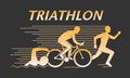 Vector gold line logo triathlon Royalty Free Stock Photo