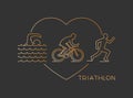 Vector gold line logo triathlon