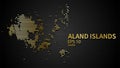 Vector gold map of Aland Islands, futuristic modern website background or cover page .Web